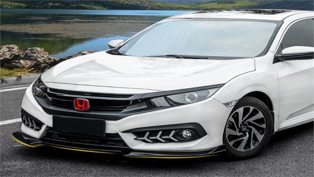 ลิ้นต่อกันชนหน้า CIVIC 2016 Style Type-R สีดำเงา #01 แบบ 3 ชิ้น สำหรับต่อกันชนเดิม พร้อมชุดน๊อต พลาติก PP สินค้านำเข้า