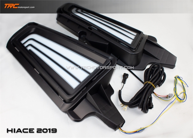 ฝาครอบสปอร์ตไลท์ HIACE 2019 DRL LIGHTBAR ตรงรุ่น V1.0 รุ่นใหม่ 3 ฟังชั่น Day-Nighttime-สัญญาณไฟเลี่ยววิ่ง