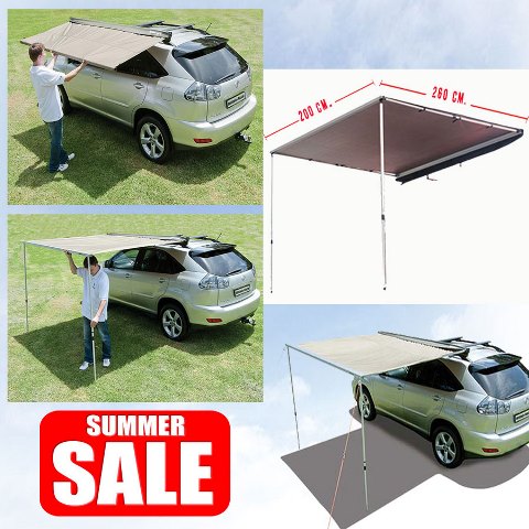 U เต็นท์บังแดดติดหลังคาข้างรถ สำหรับบังแดด ขนาด 2x2 เมตร CAR AWNING