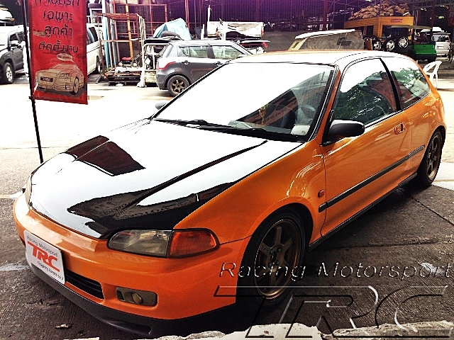 ฝาหน้า CIVIC 1992 3D OEM คาร์บอนแท้ ทรงเรียบ (ใส่ได้กับรุ่น 4D ได้)